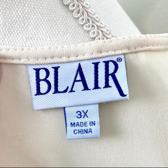 Plus Size 3X Embroidered 3/4 Sleeves Blair NWOT Beige Cream Color - Picture 10 of 12